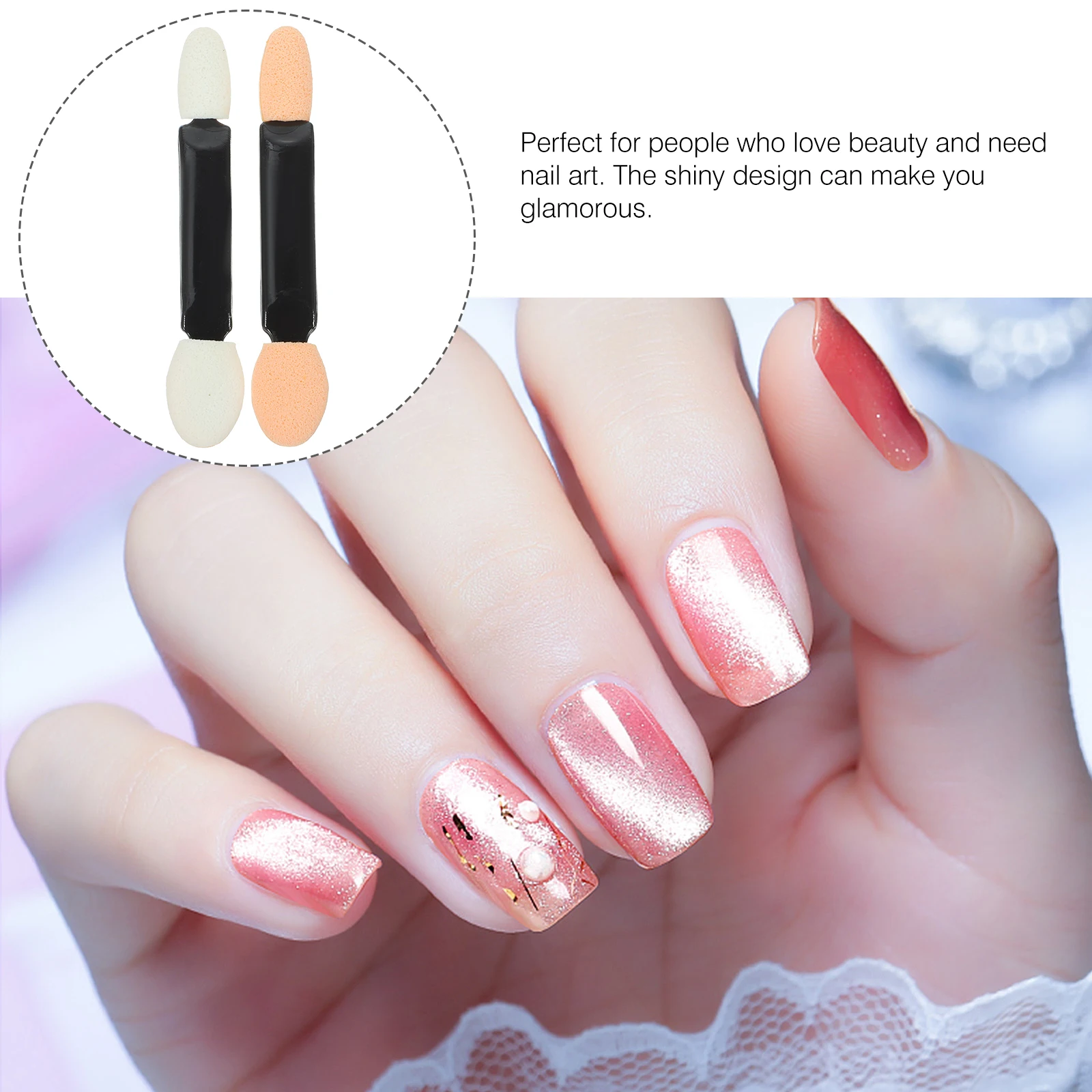 

50Pcs Glitter Powder Sponge Brush For Nail Art Manicure Tools Eyeshadow Application Brush Women