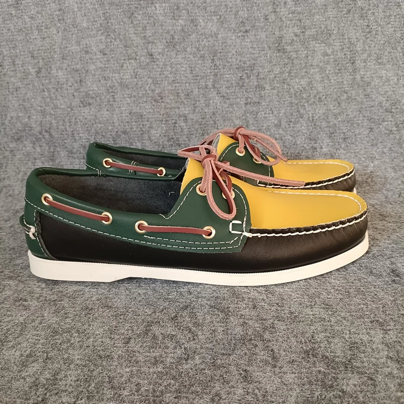 2026 الكلاسيكية الجلود والحبوب الكاملة قارب الأحذية الأحذية حذاء رجالي Handsewn العلامة التجارية الفاخرة المتسكعون الأخفاف للرجال #3