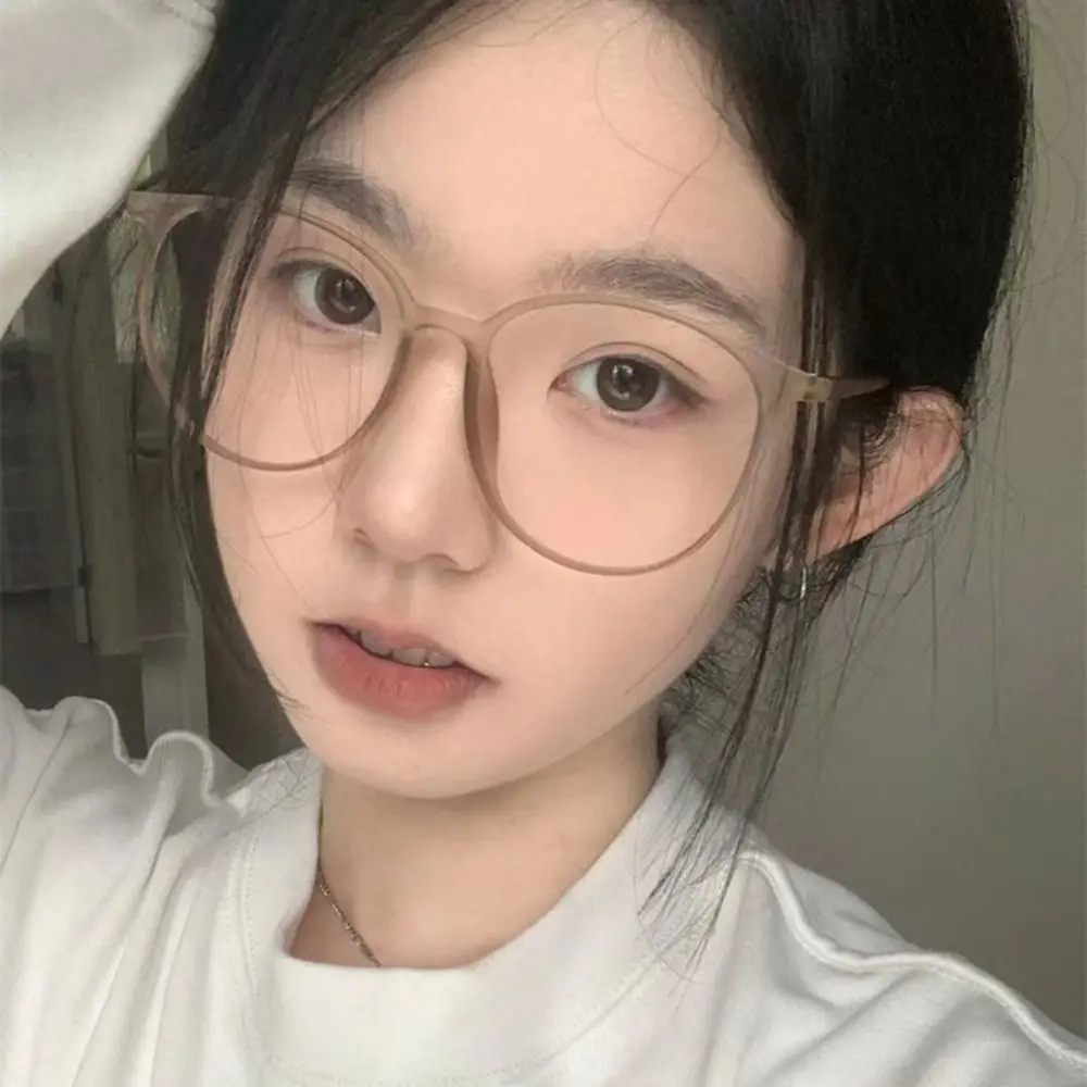 New Korean Large Frame Glasses Fashion Big Round Frame Reading Glasses Matte Retro Eye Glass Frame High Quality PC Glasses