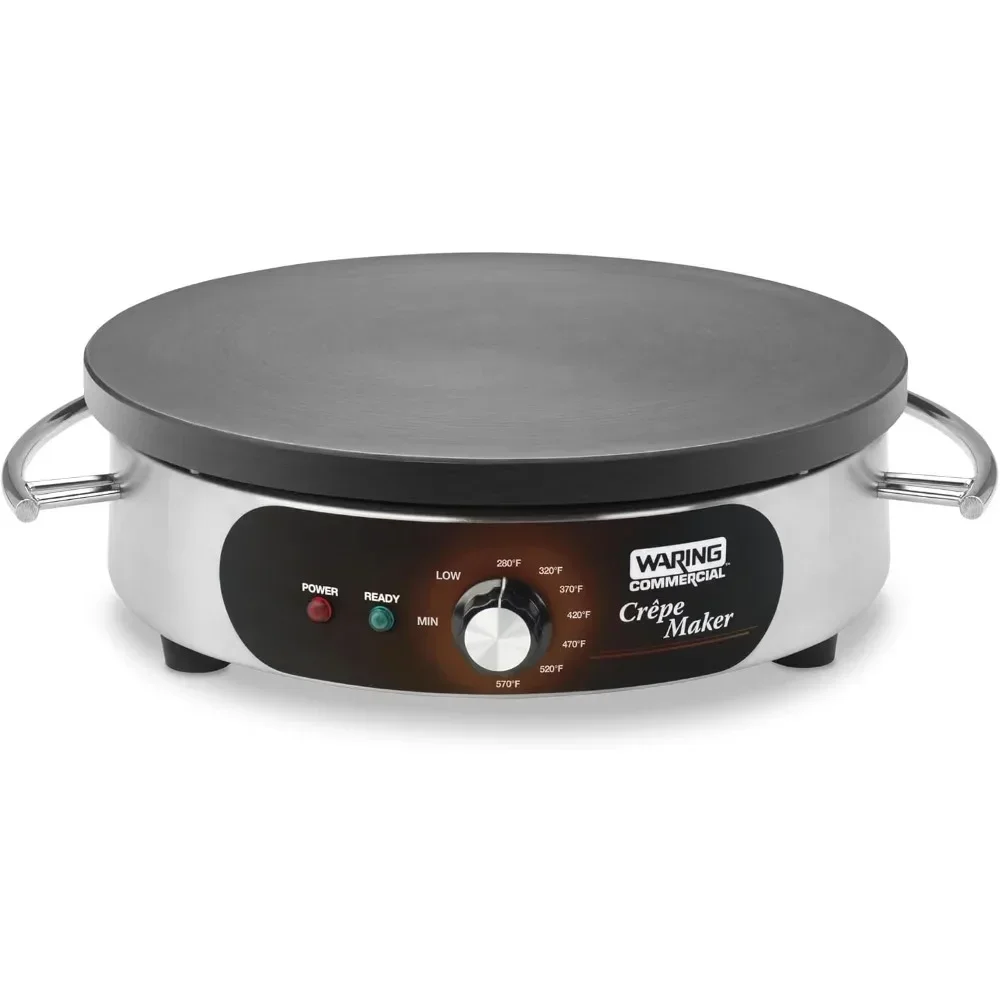 

tric Crepe Maker, Cast Iron Cooking Surface, Stainless Steel Base, Includes Batter Spreader an