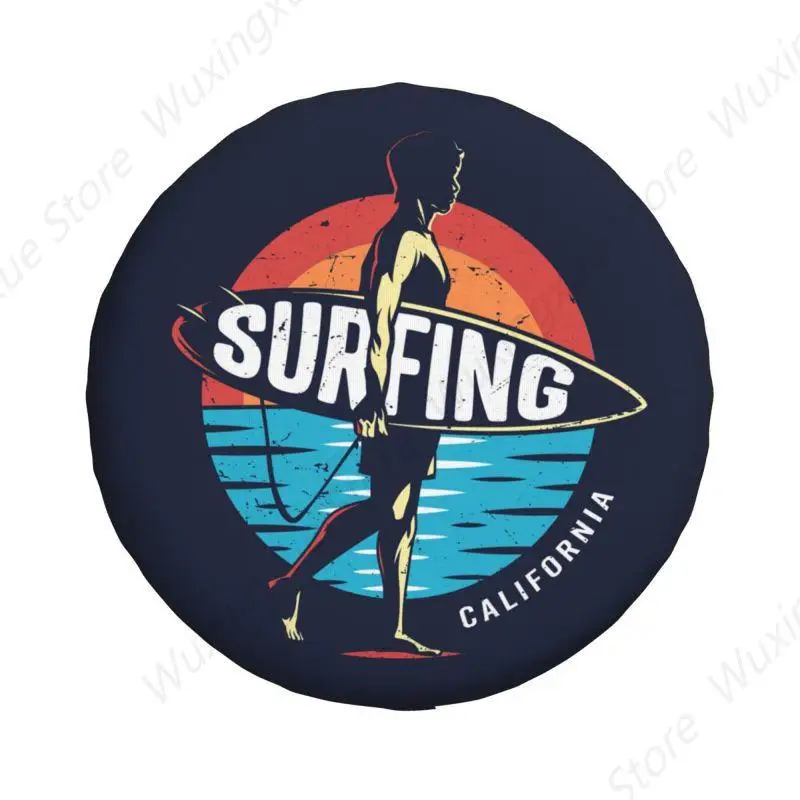 California Surf Rider Spare Wheel Cover for Jeep Pajero 4x4 SUV Custom Funny Surfing Surfer Tire Protector 14