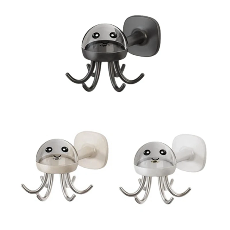 

Multifunctional Kitchen Hooks 360 ° Rotation Octopus Shaped Non-Marking Adhesive Hooks In Bathroom