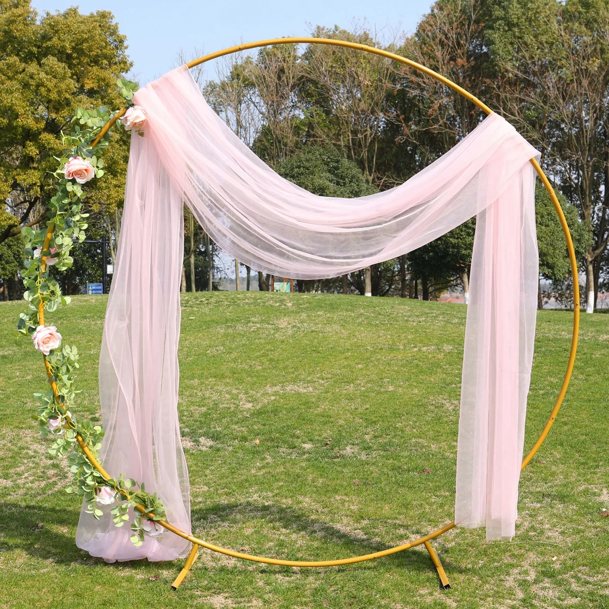 Metal Circle Stand Wedding Party Round Balloon Arch Birthday Party Decoration kids Baby Flower Gold Background Arch Decoration