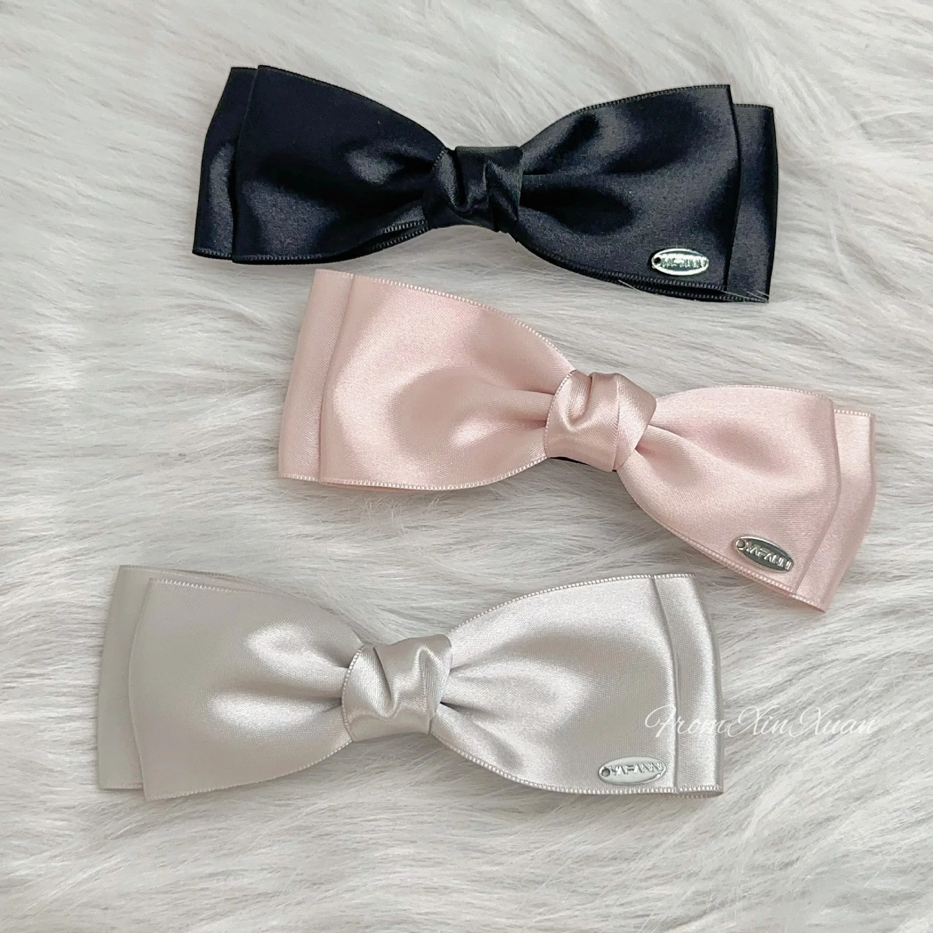 Damen Haarspange Süßer Stil Französische Doppelschleife Federklammer Süßes Haar Stereo Clip Kawaii Haarschmuck Schleife Clip Haarband