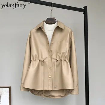 Echt lederjacke Frauen tailliert kurze Natur leder Kleidung Damen Schaffell Mantel Damen Arbeits mantel neue fcy4802