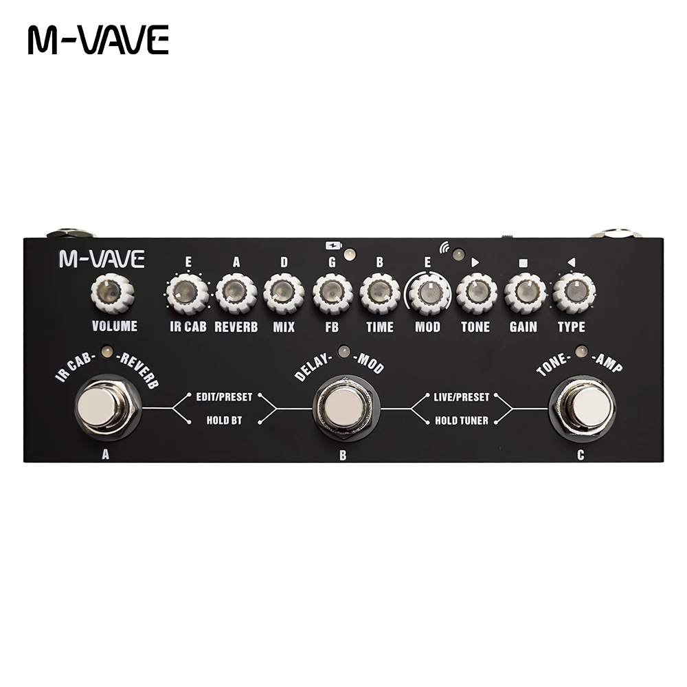 M-VAVE CUBE BABY Pedal de Efectos Multifuncional para Guitarra Eléctrica con Delay, Chorus, Reverb, 8 IR Cabinet y Recargable Cuvave