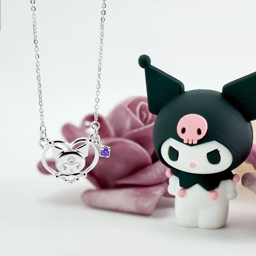 

Колье и кольцо Y2K Kuromi I.Love.Kuromis ожерелье Kawaii ювелирные изделия нишевое модное изысканное мультяшное украшение подарок другу