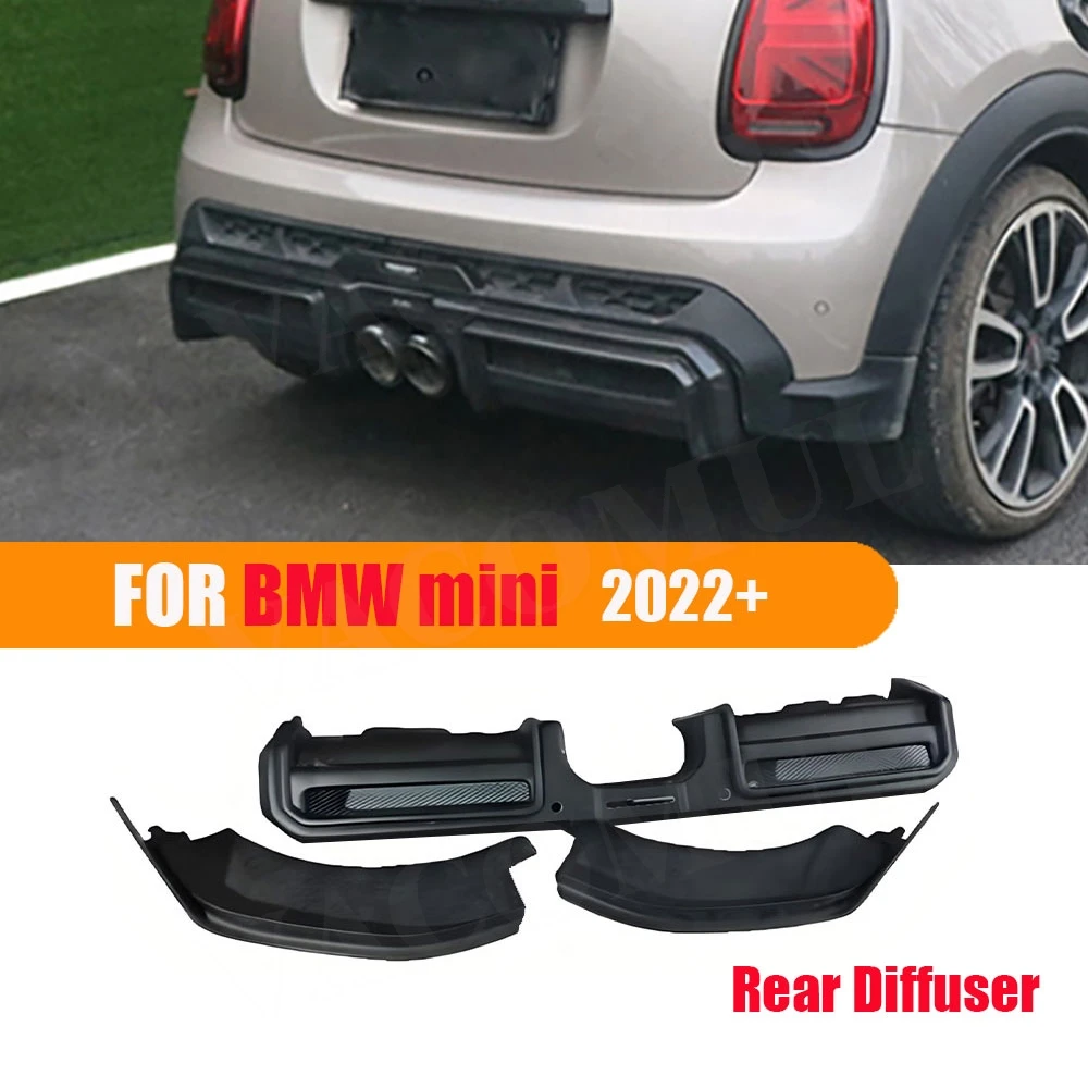 

VACOMUL For BMW MINI Cooper JCW F56 F57 2022+ Carbon Fiber Rear Diffuser With Side Splitters Canards Car Exterior Accessories
