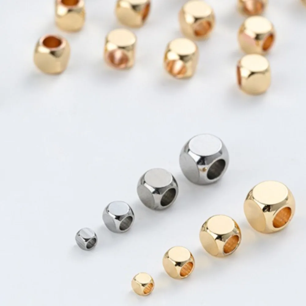 

Titanium Steel Square Beads Chamfered Square Beads DIY Handmade Beaded Bracelets Necklaces Accessories Jewelry Materials