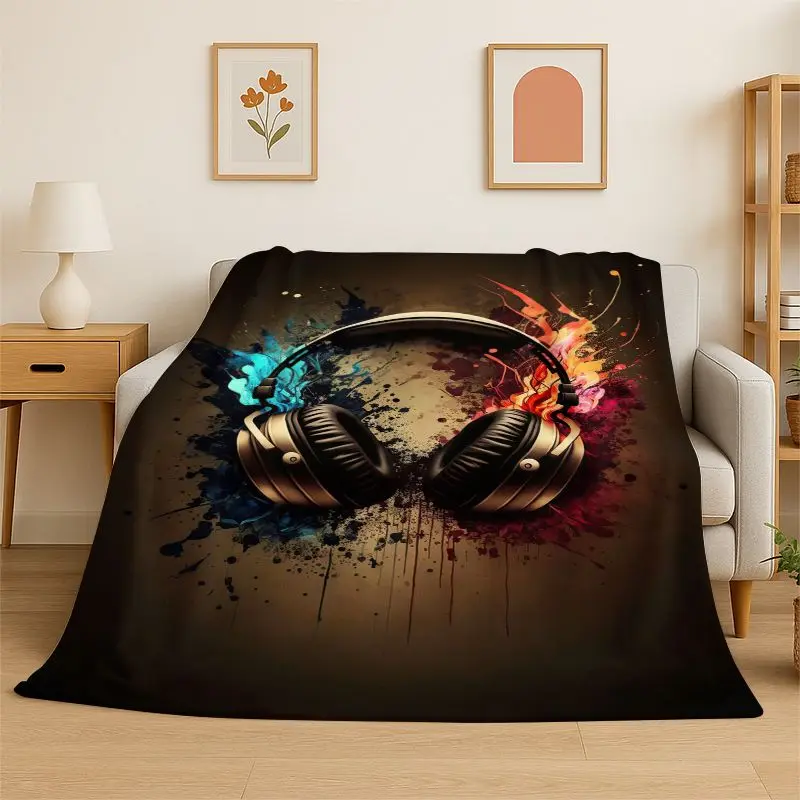 Fashion Musical Note Instrument Staff Art Flannel Blanket Soft Throw Blanket for Bedroom Living Room Bed Travel Camping Nap Gift