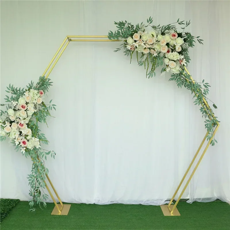 Wrought Iron Pentagonal Shelf Wedding Prop Unique Geometry Decorative Piece for Special Events