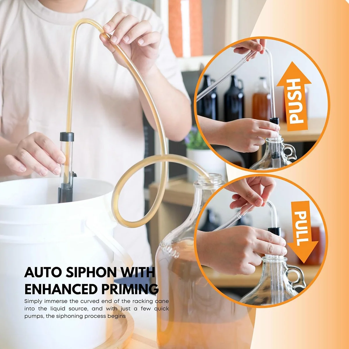 3/8In Auto Siphon with Clamp 6.5' Ft Hose Bottling Siphoning Kit with Food Grade Free Plastic Tubing for Beer image 4