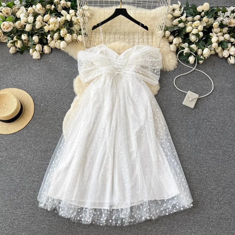 OCEANLOVE White Women Dresses Summer Solid A-line Off Shoulder Vestidos De Mujer Korean Fashion Elegant Sweet Robe Femme