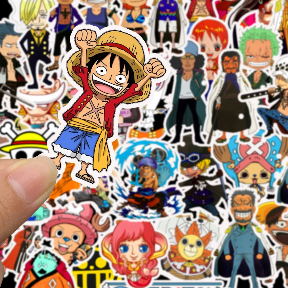 50pcs ONE PIECE Stickers Cartoon Anime Cool Laptop Phone GuitarSkateboard Decoration Graffiti Sticker Kids DIY Decal Gift Toy