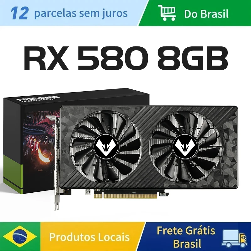 MAXSUN AMD RX580 8GB Graphics Card GDDR5 256Bit 2048SP PCIExpress 3.0×16 Gaming Video Cards Desktop Computer components Full New