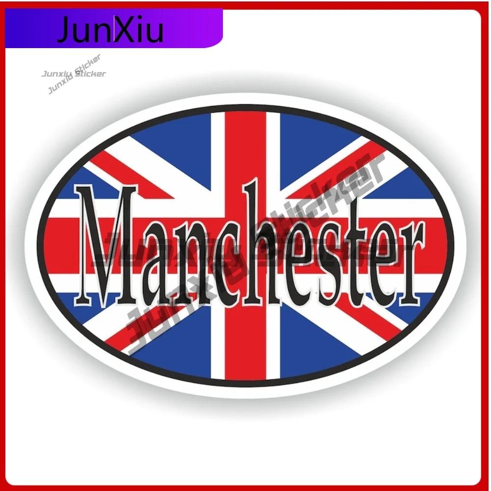 

Manchester United Kingdom City Country Code Oval Sticker With Flag Sticker Custom Boat Motorcycle Decals Waterproof Sticker Scra