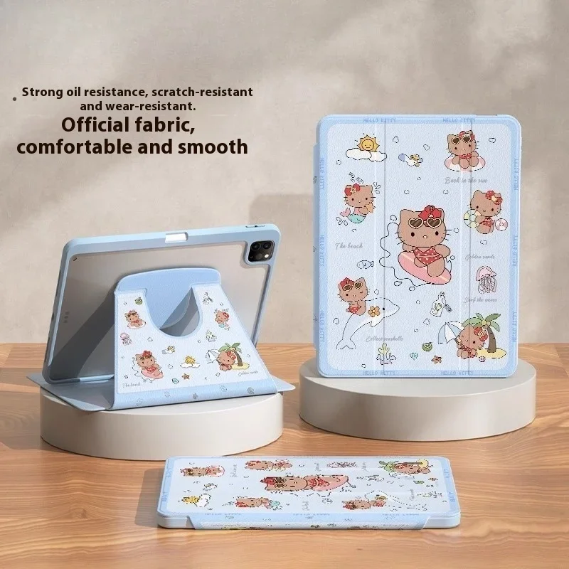 

Чехол MINISO Hello Kitty для iPad Funda ipad A16 Pro 4, 5, 6, чехол для планшета Ipad Air3 4, 5, 10, 11-го поколения, защитный чехол с слотом для ручки