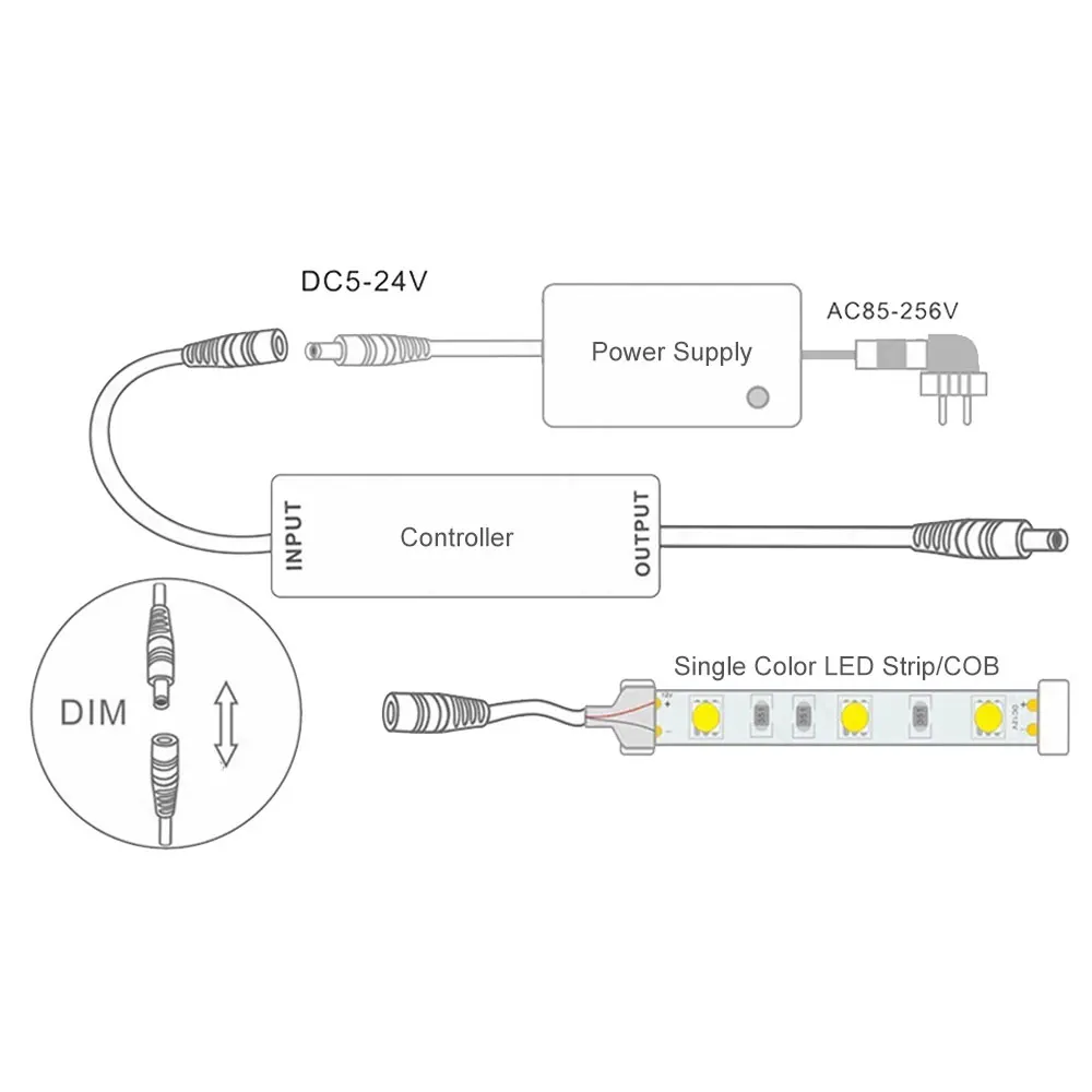 Led Dim Controller Mini Rf Afstandsbediening 14 Toetsen Dimmer Dc 5V 12V 24V 6a Voor Enkele Kleur 2835 5050 5730 Cob Led Lichtstrip