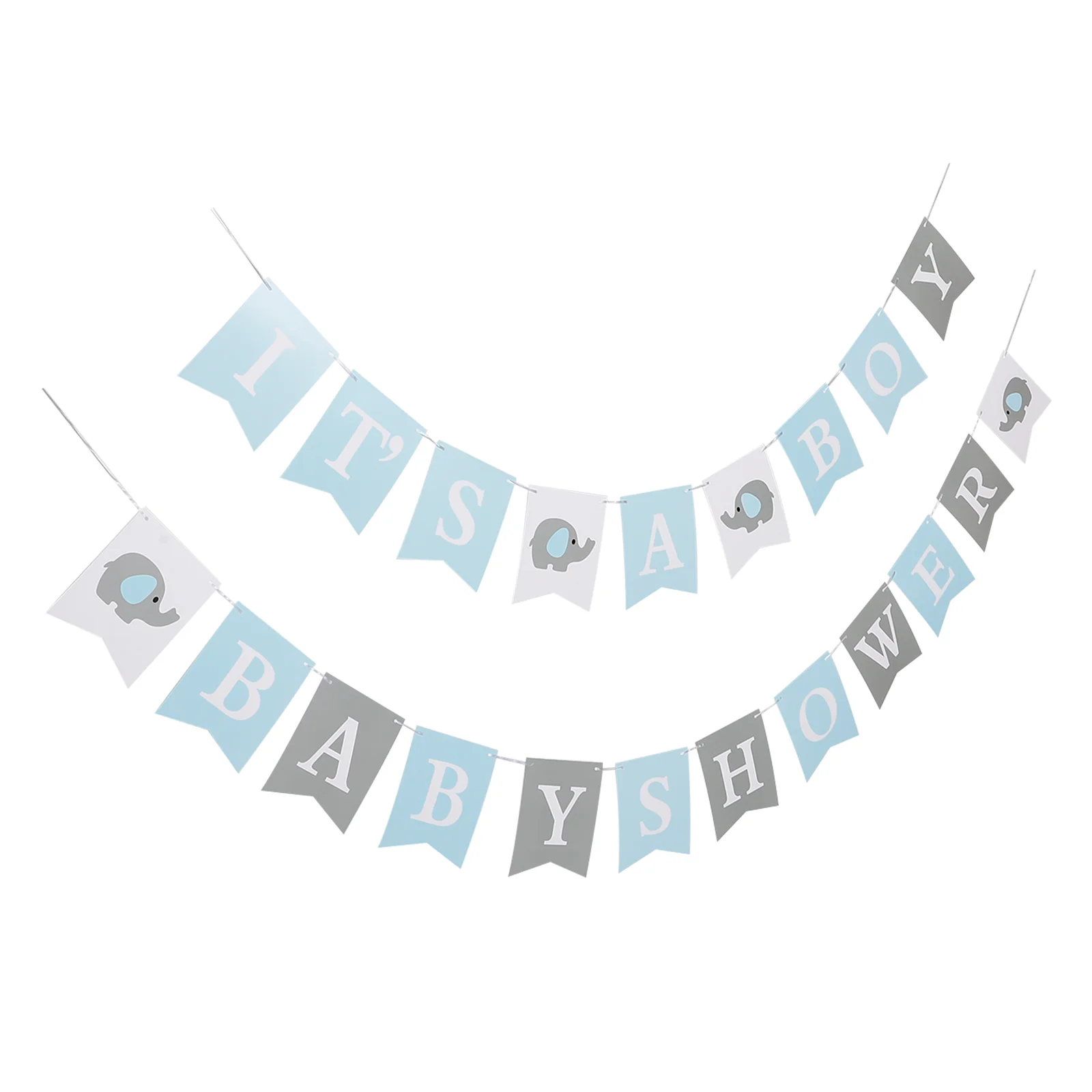 

2 Sets Baby Shower Decorations Infant Birthday Banner Elephant for Boy Party Banners Decorate Hanging Paper