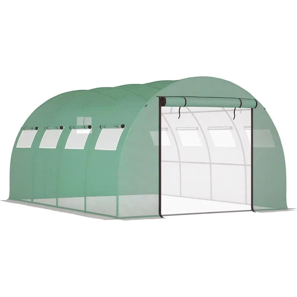 

13' x 10' x 6.5' Walk-in Tunnel Greenhouse with 2 Zippered Mesh Doors & 10 Mesh Windows, Upgraded Gardening Plant Hot House with