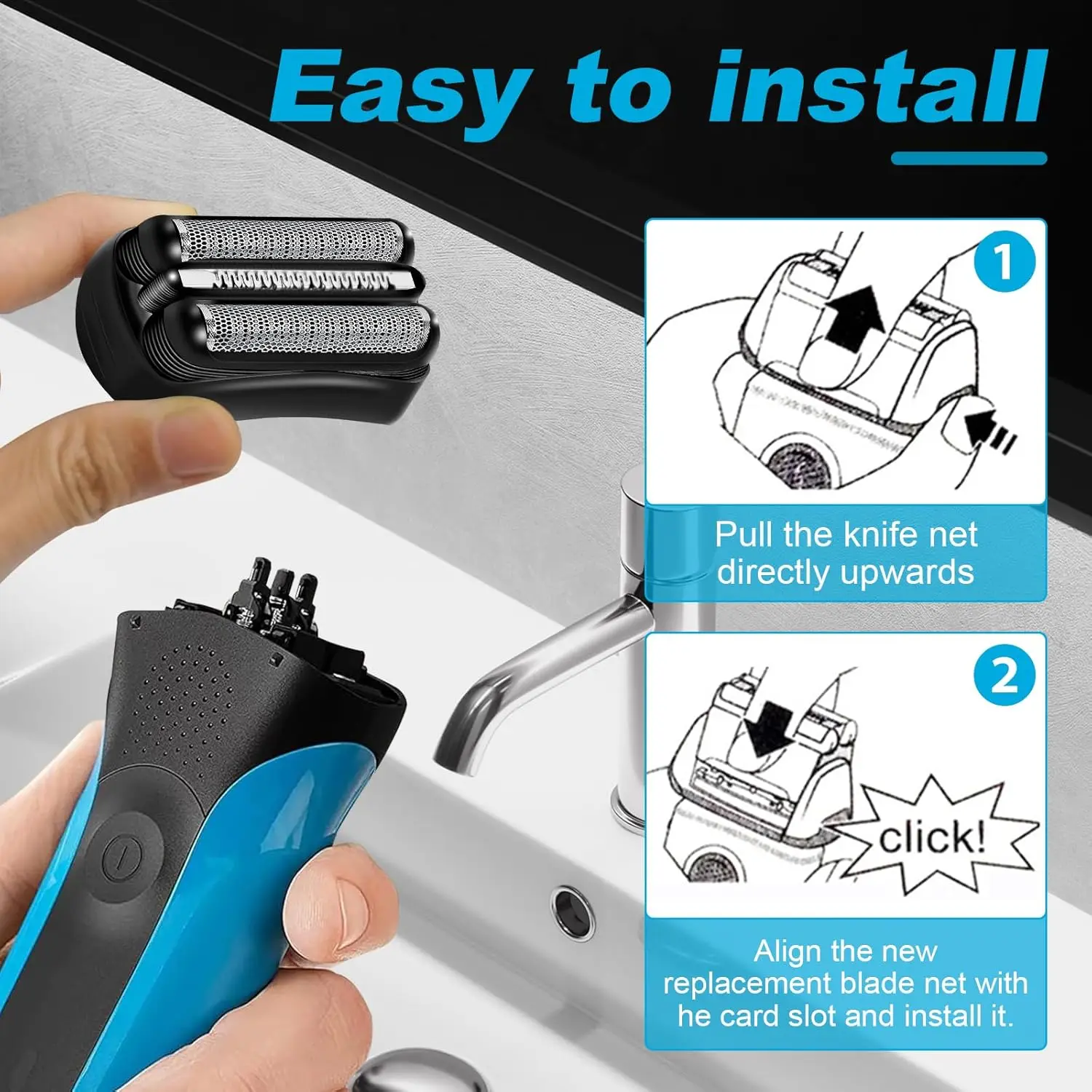 Brangdy 21B S3 رؤوس بديلة رطبة وجافة لجميع ماكينات الحلاقة الكهربائية Braun Series 3 3040s 300s 310s 320s 360s 3010s 3090cc