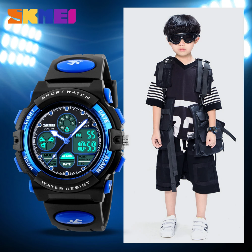 

SKMEI 1163 Watches Kids Outdoor Sports Children Watch Digital Quartz Wristwatch for Boys Girls Watches with PU Strap Band Alarm