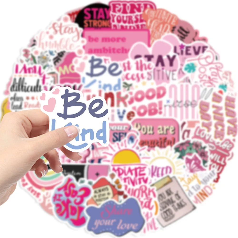 50Pcs Pink Inspirational Stickers, Preppy Motivational Stickers, Aesthetic Encouragement Stickers for Students Teachers