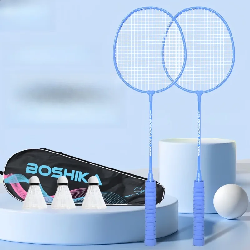 Badmintonschläger-Set für Erwachsene, Doppelschläger-Set, hohe Farbe, Makronenfarbe, Schaumstoffgriff, Badmintonschläger