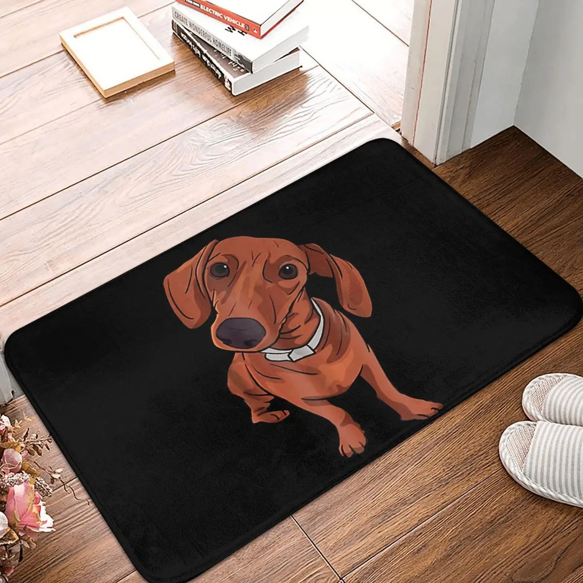 

Cute Red Dachshund Sausage Dog Lover Gift Doormat Rug carpet Mat Footpad Bath mat Non-slip Balcony Parlor durable Washable