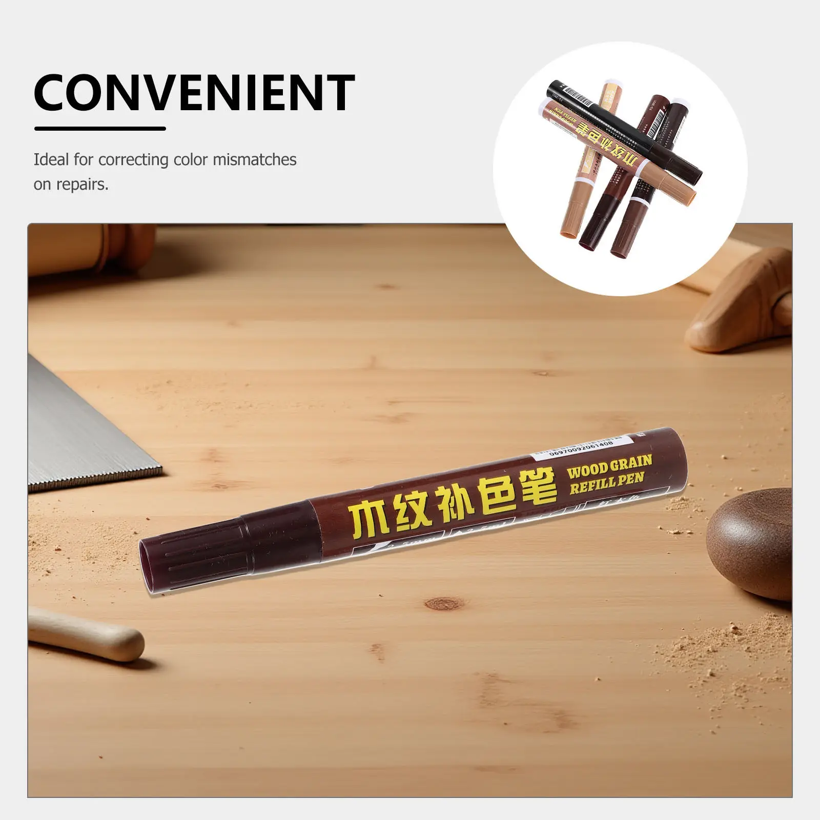 5Pcs Furniture Touch Up Markers Wood Scratch Repair Kit 5 Colors Pens for Floors Cabinets Doors Tables Fast Touch-Up