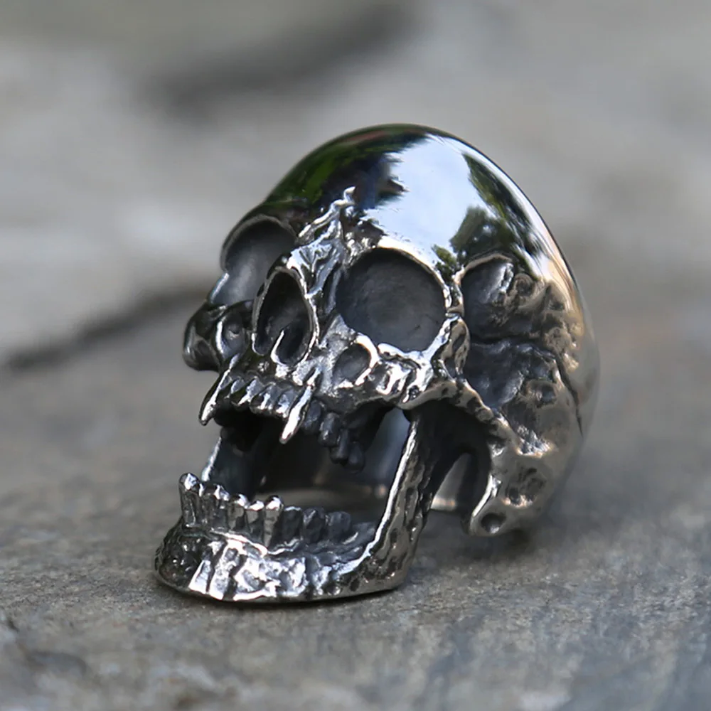 Never Fade Stainless Steel Skull Rings for Men Women Gothic Punk Ring Heavy Metal Motorcycle Biker Jewelry Size 7-15