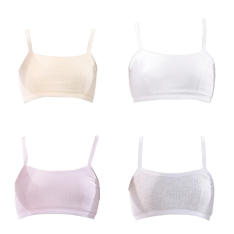 

Student Teen Girls Cotton Training Bra Breathable Mesh Back Underwear Double Layer Wirefree Bralette Dropship
