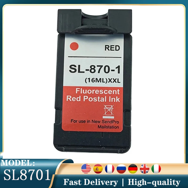 

SL-870-1 SL8701 Postal Fluorescent Red Full Pigment Ink Cartridge Compatible for PINEY BOWES SendPro Mailstation Ink