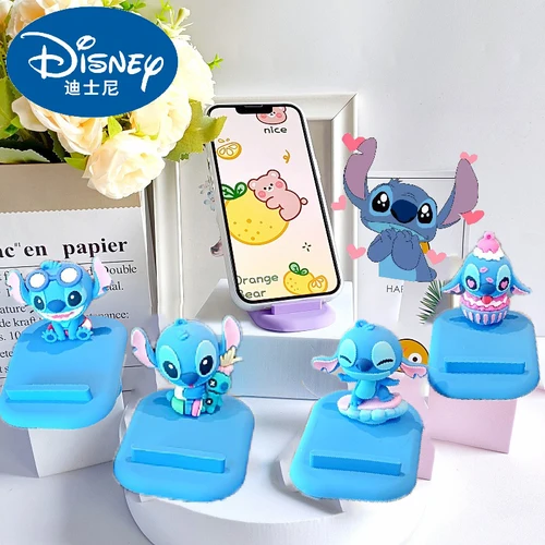 디즈니 애니메이션 스티치 휴대폰 거치대 베이스, 귀여운 릴로 & 스티치 모델, 휴대폰 거치대 장식, 어린이 선물 