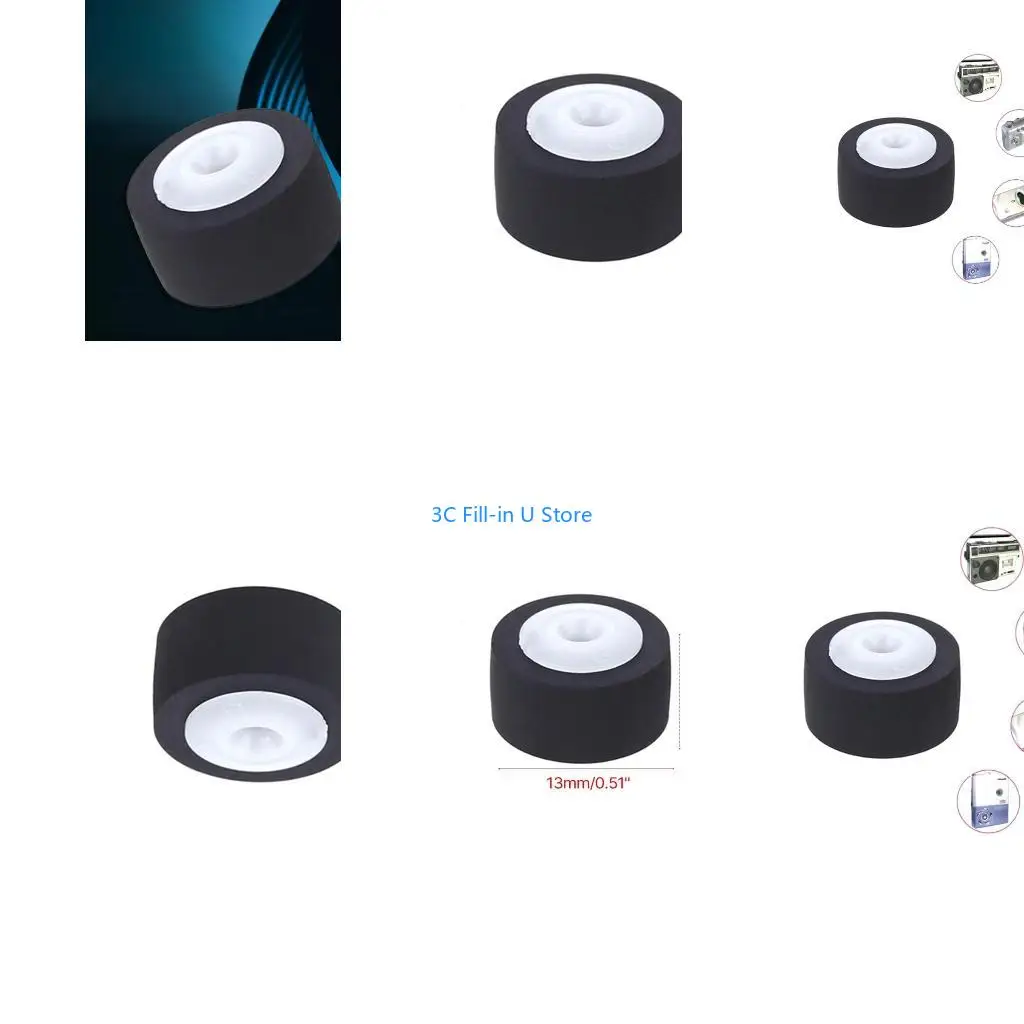 G8TA 13x6.3x2mm Black Rubber Bearing Pinch Roller Guide Pulley Bearing Pressure Belt Wheel for Cassette Tape Recorders