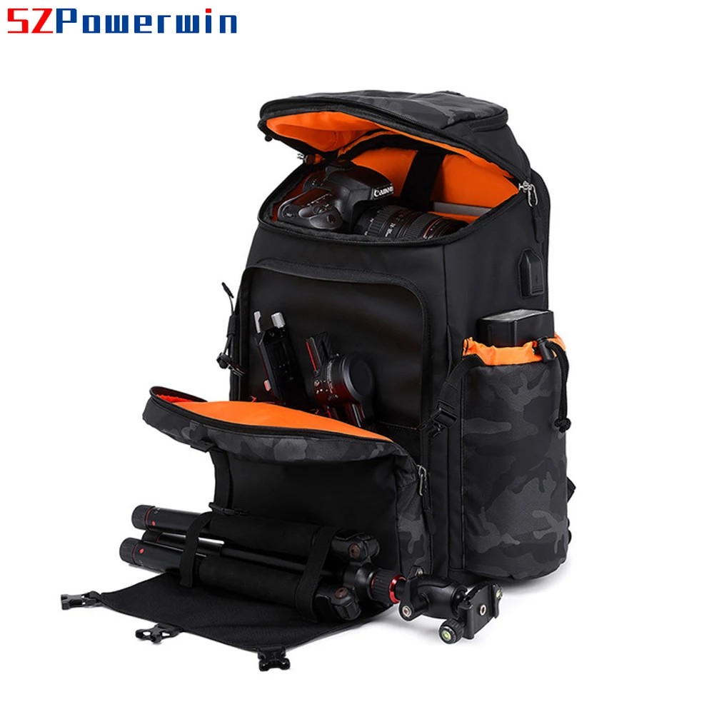 Powerwin กระเป๋าเป้สะพายหลังใส่กล้อง DSLR กันน้ำอเนกประสงค์, ใหม่กระเป๋าเป้สะพายหลังพร้อมแล็ปท็อปช่องเลื่อนโดรนทางอากาศ