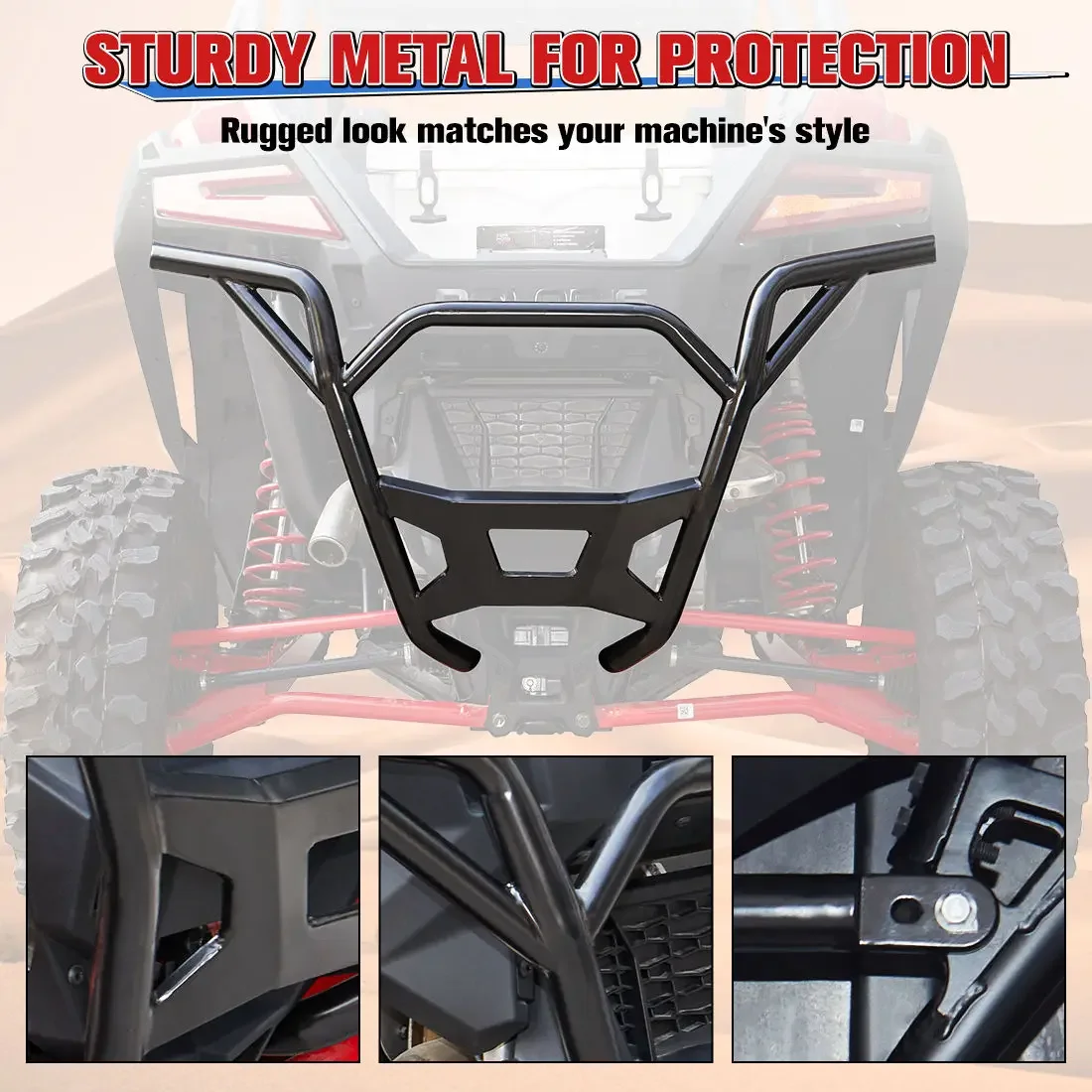 KEMIMOTO UTV Rear Bumper Compatible with Polaris RZR PRO XP / XP 4 2020-2023 2024 #2883746-458 Front Low Profile Guard Bumper