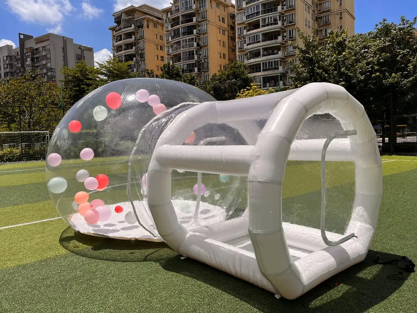 Hot selling inflatable bubble tent  inflatable bubble house with tunnel dome tent  for party