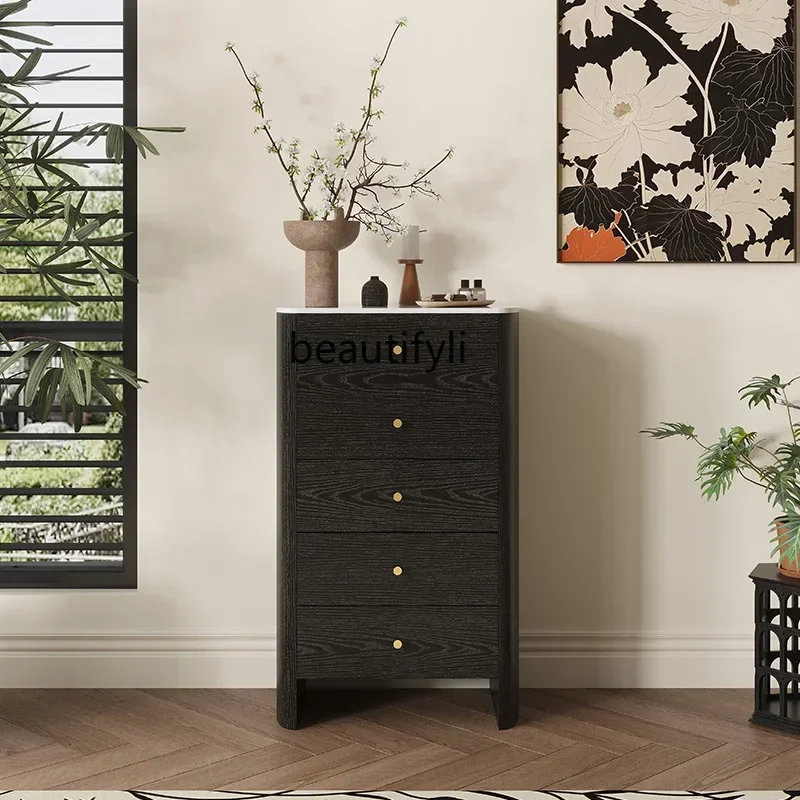 

French retro solid wood chest of drawers, living room locker, antique wall decorative cabinet2003