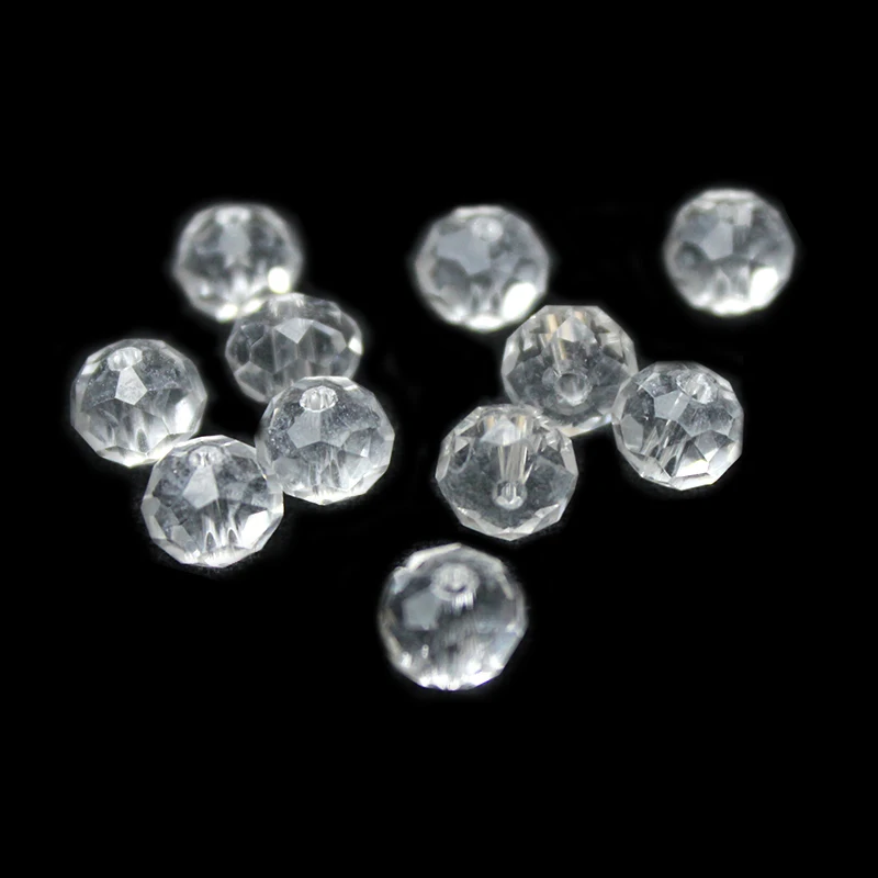 4mm 6mm 8mm Rondelle Faceted Glass Beads Bracelet Necklace Earrings For Jewelry Making Loose Strand White Cut Curtains Crystal