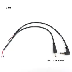 30cm 2 core pin DC maschio 3.5mm x 1.35mm dritto ad angolo retto eblow connettore di alimentazione cavo spina cavo estremità stagnate riparazione fai da te L