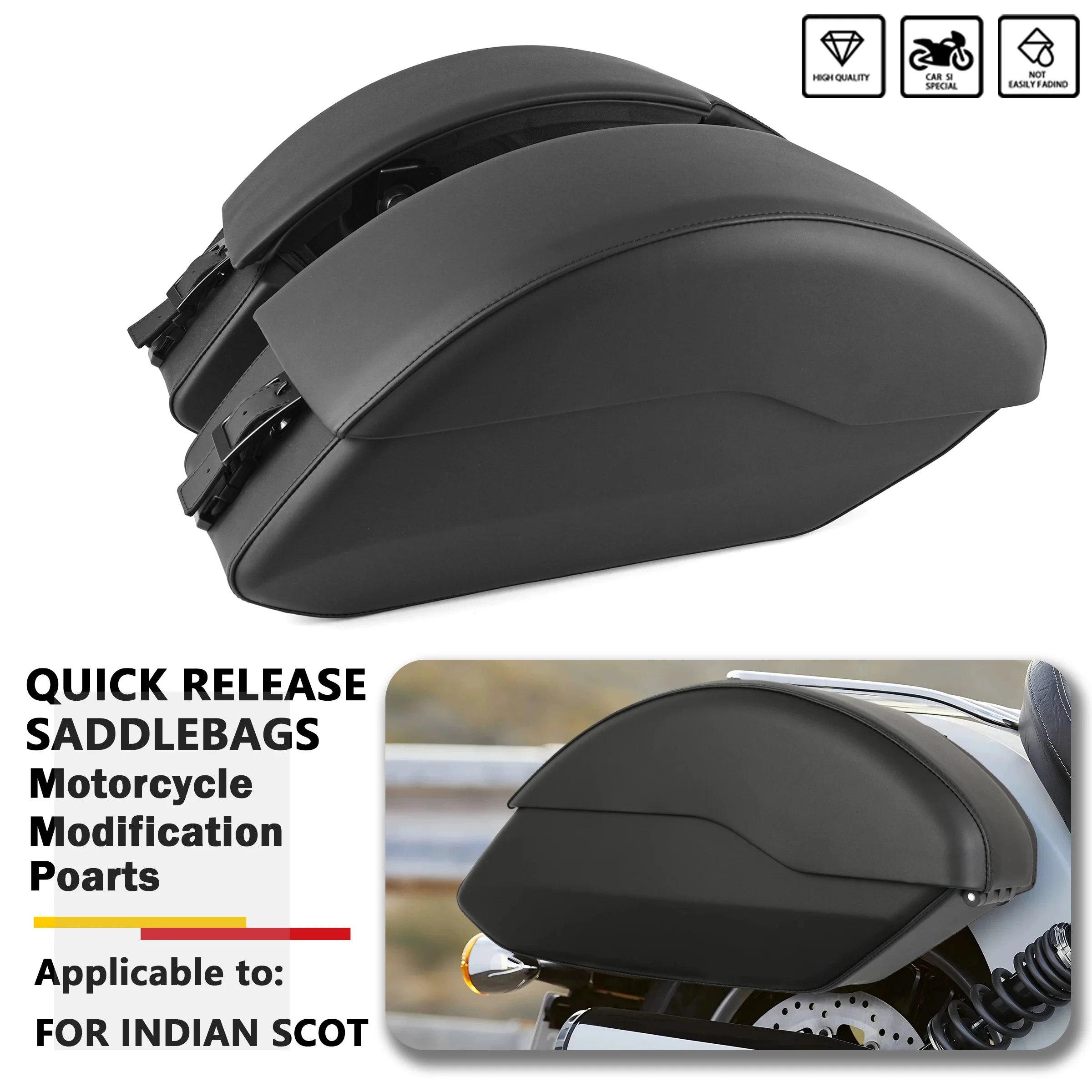 

For Indian Scout Sixty ABS 100th Anniversary 2015-2024 Quick Release ‎Semi Rigid Saddlebags Side Box And Mounting Spools Kit