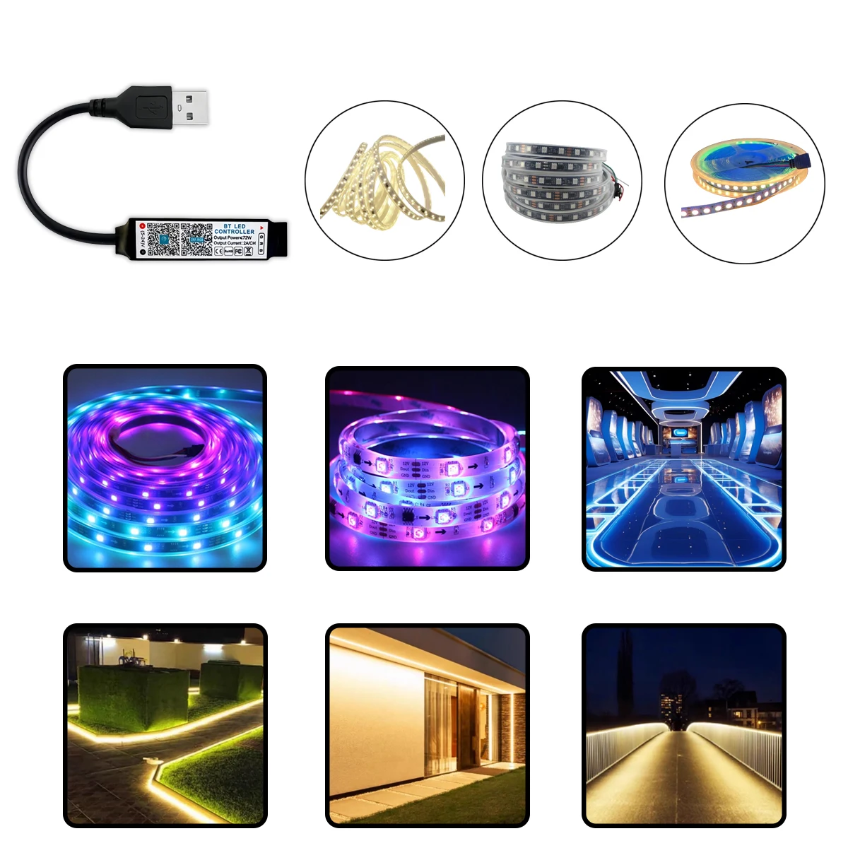 5V USB LED Strip Controller - Bluetooth Music Sync RGB Mini Controller for TV Backlighting