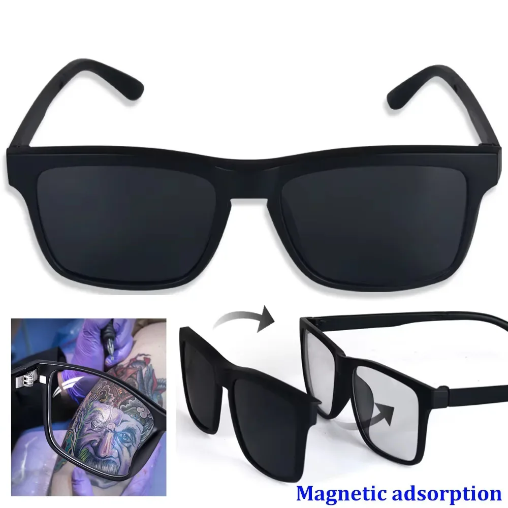 Magnetic Tattoo Goggles Tattoo Filter Eye Protection Glasses Seamless Fit Polarized Glasses for Tattoo/Makeup Studios Daily Use