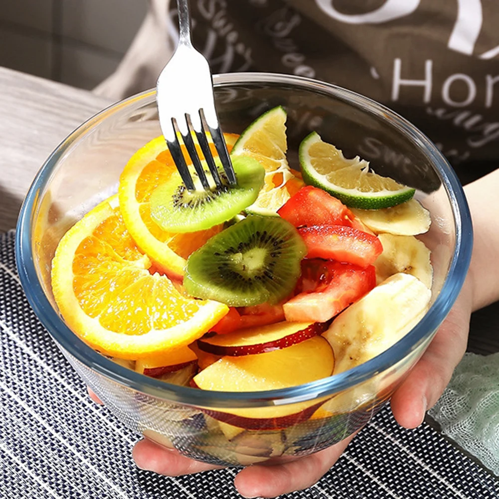 Transparent Thickened Glass Bowl Home Kitchen Microwave Oven Special Egg-Beating Dough-Kneading Salad Bowl Household Soup Bowl