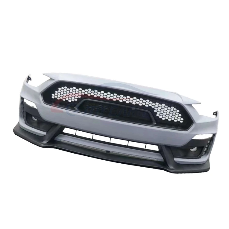 

Upgrade to PP Material Super Snake Front Bumper Body Kits Conversion Grille Front Bumper Lip for Mustang 2018-2023