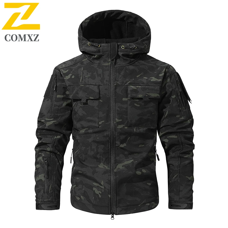 

Men's Warm Fleece Jackets Windproof Outdoor Hiking Durable Camping Windbreaker Jacket Climbing High-Quality Camo Winter Coat 3XL