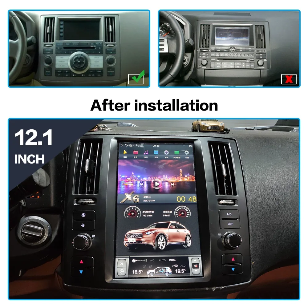 شاشة LCD 12.1 بوصة لسيارة إنفينيتي FX FX25 FX35 FX45 2003-2008 Carplay GPS Navig راديو السيارة الوسائط المتعددة مشغل ديفيدي ستيريو #3