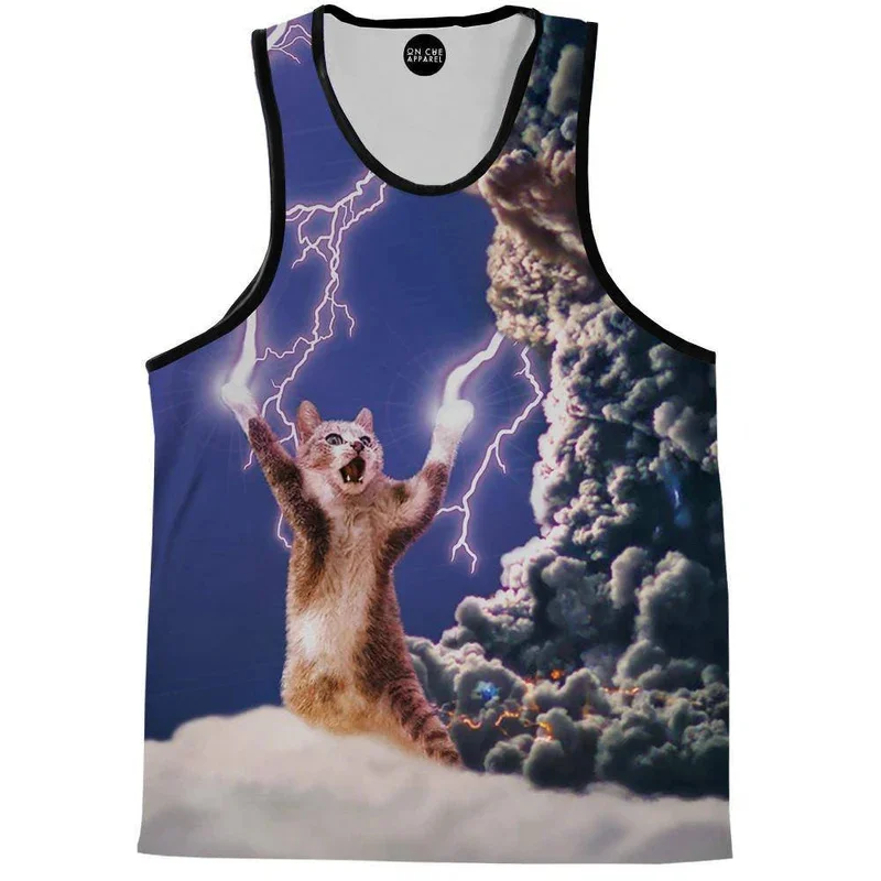 Funny Flying Cats Tank Top Men Women 3d Printed Starry Sky Cat Vest Tops Y2k Tops Graphs T-shirts Kid Gym Hawaii Beach Tank Tops