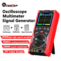 TOOLTOP Handheld Digital Oscilloscope 70MHz 200Msps Signal Generator Multimeter 3 in 1 Tester Dual Channel Waveform Storage Tool